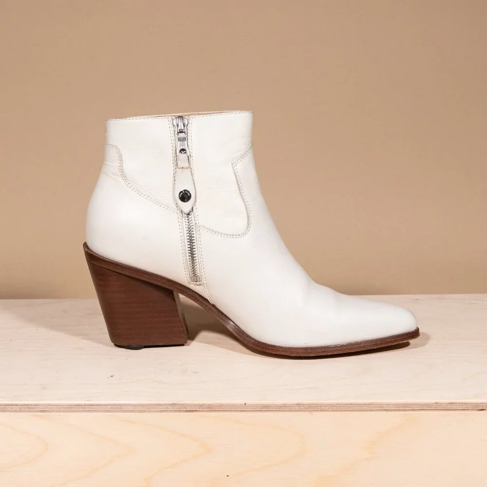 Rag & Bone Razor Boot Antique White Leather - Size 39/9 - Picture 8 of 11